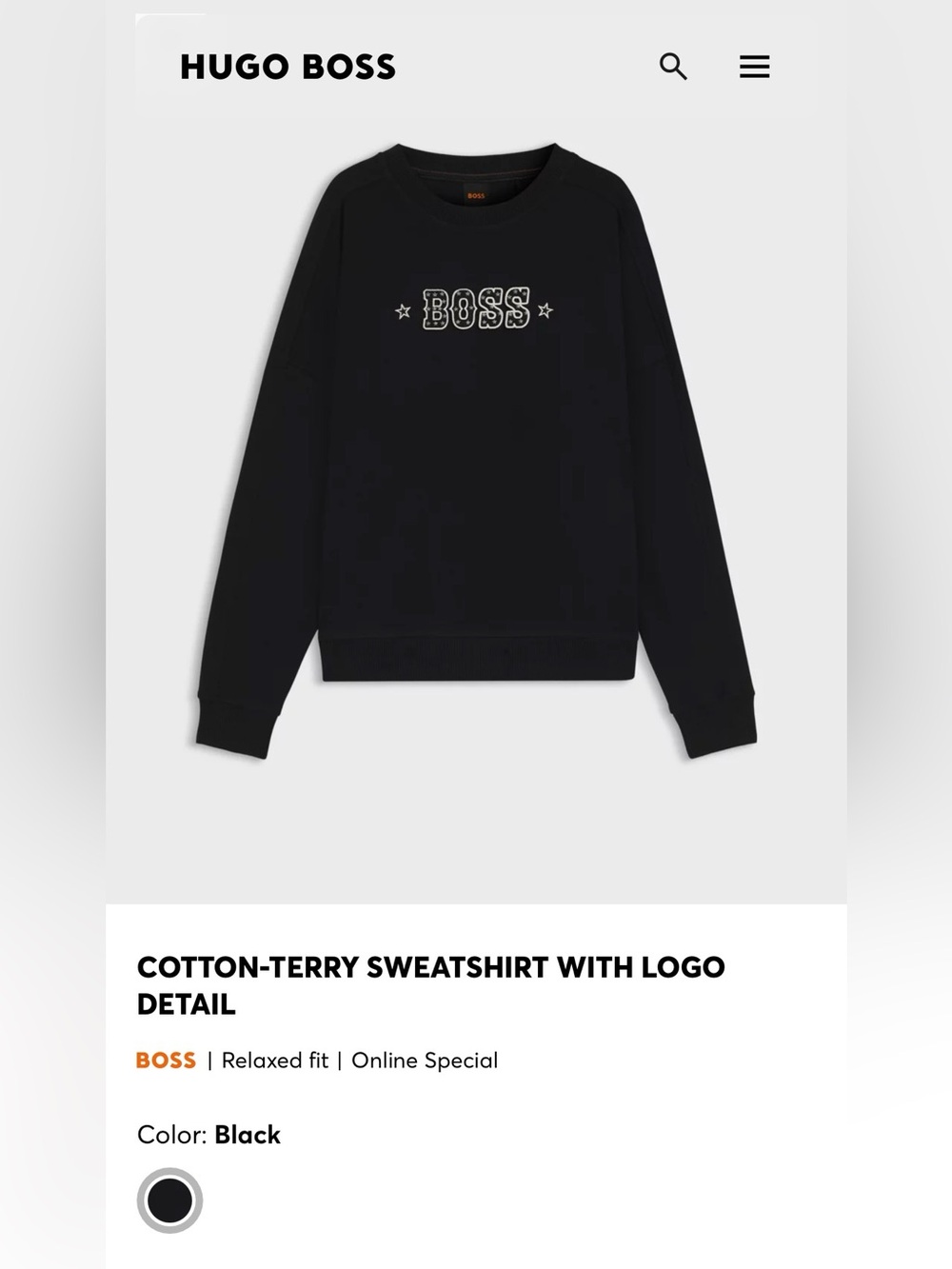 BOSS COTTON-TERRY SWEATSHIRT WITH LOGO DETAIL